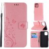 AppleKing flipové puzdro s reliéfom motýľa a kvetiny pre iPhone 11 – ružovo-zlaté - možnosť vrátiť tovar ZADARMO do 30tich dní