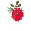 Vetvička MagicHome Vianoce, s kvetom poinsettia, červená, 24 cm