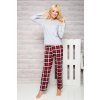 dámske pyžamo s károvanými nohavicami Nati šedá červená dlhé