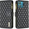 Peňaženkové kožené puzdro Diamond Zipper na Motorola Edge 40 Neo - Čierna