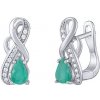 Silvego Strieborné náušnice Estelle s pravým Smaragdom a čírymi Brilliance Zirconia FWE15172ER