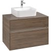 VILLEROY & BOCH Collaro závesná skrinka pod umývadlo na dosku (umývadlo v strede), 2 zásuvky, s LED osvetlením, 800 x 500 x 548 mm, Arizona Oak, C093B0VH