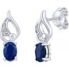 Silvego Strieborné náušnice Jessica s pravým zafírom a čírymi Brilliance Zirconia FWE15399BS