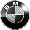 BMW ZNAČKA 74MM CARBON NA KLAPKU E87 E81 E46 E60 E61 E90 E91E36 X1 X3 E83X5
