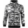 MALFINI CAMO ZIPPER C19 / Pánska camouflage mikina s kapucňou - camouflage gray XXXL