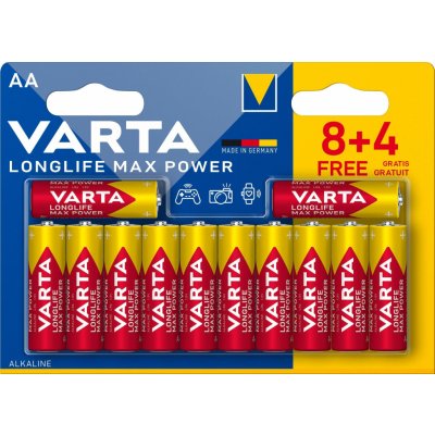Jednorazová batéria VARTA alkalická batéria Longlife Max Power AA 8+4 ks (4706101462)