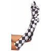 Leg Avenue Satin Harlequin Gloves Black-White