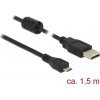 Delock USB kábel USB 2.0 USB-A zástrčka, USB Micro-B zástrčka 1.50 m čierna s feritovým jadrom 84902; 84902