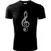 Husľový kľúč z nôt - Pánske tričko Fantasy športové - L ( Čierna )