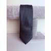 Pánska sivo-modrá saténová úzka kravata s jemným vzorom malých kociek - UNI