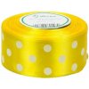 Stuha saténová žltá s bodkami 3,8 cm / 1 m