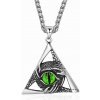 Prívesok z chirurgickej ocele – Božie oko v trojuholníku Zelené - BEZ ŘETÍZKU (pouze přívěsek)