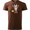 Sablio Tričko s potlačou Hipster Giraffe - hnedé 4XL