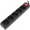 OMEGA Predlžovacia zásuvková lišta s 5 zásuvkami WITH BASIC SURGE PROTECTION 1.5M 16A 5 SOCKET TYPE E FRENCH BLACK