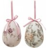 Clayre&Eef dekorácia vajíčko s ružami Rose Spring Egg - Ø 9*12 cm 2ks