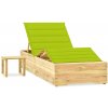 Zahradní lehátko se stolkem a poduškou impregnovaná borovice Zelená 3065965