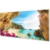 Nástenný panel Grécko pobrežie útesy kvety 100x50 cm