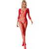 Subblime - 952419 fishnet bodystocking with diamonds long sleeve red
