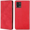 Peňaženkové kožené puzdro Skin Feel na Motorola Moto G72 - Červená