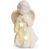 DECOLED LED svietiaci keramický anjel 9,3 × 7,6 × 14,9 cm, teplá biela, 3× LR44