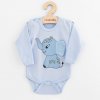 Dojčenské body s dlhým rukávom New Baby Happy Elephant blue - 86 (12-18m)