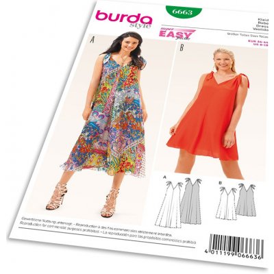 Strih Burda 6663 - Jednoduché letné šaty