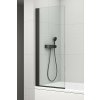 POLYSAN ROTA BLACK 75cm vaňová zástena rovná, čierna mat, sklo číre, FB750