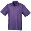Premier Workwear Pánska košeľa s krátkym rukávom PR202 Purple -ca. Pantone 269 37 (14H)