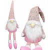 VIANOČNÝ ŠKRIATOK TRPASLÍK DEKORÁCIA SEDIACI GNÓM VEĽKÁ OZDOBA RUŽOVÁ 46CM