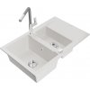 MEXEN/S MEXEN/S - Gaspar granitový drez 1.5 s odkvapkávačom vrátane batérie Flora, biela 6507-20-670401-06