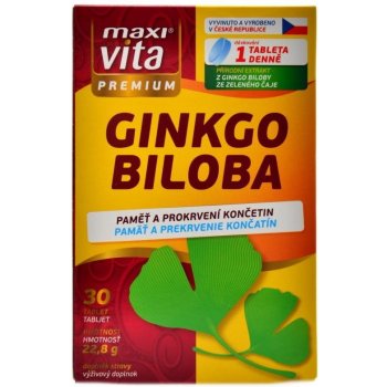 MaxiVita Premium Ginkgo biloba pre pamäť a prekrvenie končatín 30 tabliet