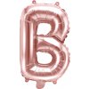 PartyDeco Fóliový balón Mini - Písmeno B 35 cm ružovo-zlatý