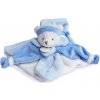 Doudou Dárková sada - plyšový muchláček modrý medvídek 24 cm