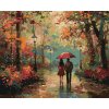ZUTY Maľovanie podľa čísel - PÁR POD DÁŽDNIKOM PO DAŽDI A JESENNÝ PARK Rámovanie: vypnuté plátno na rám, Rozmer: 80x100 cm