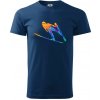 Skokan na lyžiach splash - Klasické pánske tričko vyššej gramáže - 3XL ( Polnočná modrá )