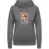 AWDis Hoodie mikina Nápis LOVE s labkou uhlíková