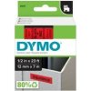 DYMO páska D1 12mm x 7m, čierna na červenej 45017