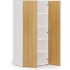 Kancelárska policová skriňa PRIMO WHITE s dverami, 1781 x 800 x 600 mm, biela/buk