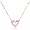 MINET Zlatý náhrdelník srdce z ružového zlata s bielymi zirkónmi Au 585/1000