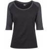 Ladies 3/4 Contrast Raglan Tee - black/charcoal XS