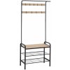 tectake 404534 vešiak s botníkom - 73,5x36x184cm, industrial svetlé drevo, dub sonoma