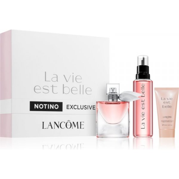 Kozmetická sada Lancôme La Vie Est Belle La Vie Est Belle parfumovaná voda plniteľná 30 ml + La Vie Est Belle parfumovaná voda náhradná náplň 100 ml + La Vie Est Belle telové mlieko 50 ml