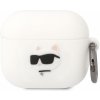 Puzdro na slúchadlá Karl Lagerfeld 3D Logo NFT Choupette Head Silikónové Puzdro pre Airpods 3 White (KLA3RUNCHH)