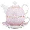 Altom Design Čajník 3 v 1 Vintage Dots Blue & Pink – porcelánová čajová súprava pre 1 osobu Farba: Ružová na pokojný čajový rituál pre 1 osobu