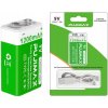 9V Batéria (6F22) 1200mAh Li-Ion s USB-C Nabíjaním