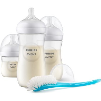 Philips Avent Natural Response 0 m+ dojčenská fľaša 125 ml + 1 m+ dojčenská fľaša 260 ml + 3 m+ dojčenská fľaša 330 ml + kefa na čistenie 1 ks