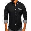 Čierna pánska elegantná košeľa s dlhými rukávmi Bolf Bolf 4711