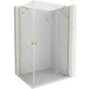 Mexen Mist-H Duo, 2-krídlový výklopný sprchový kút 75 x 80 cm, číre sklo, zlatý matný profil, 8A5-075L-080P-55-00