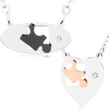 Šperky eshop Náhrdelníky z chirurgickej ocele pre dvoch ovál a srdce  dieliky puzzle zirkón U22.4 od 14,95 € - Heureka.sk