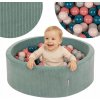 KiddyMoon Suchý bazén okrúhly Menčestrový Pre Deti zelený 100 loptičiek